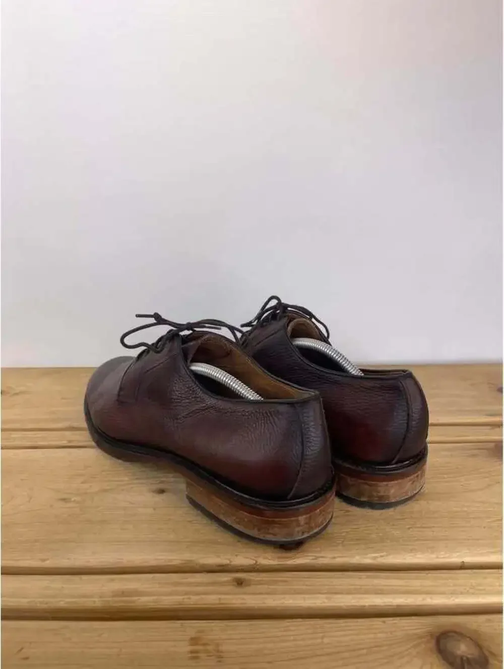 Antonio Maurizi Italian Leather Plain Toe Derby Shoes Mens EU 45 US 12 Brown Lug